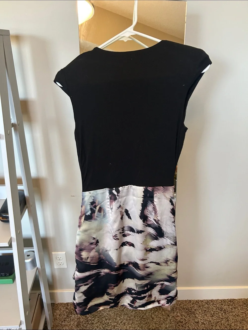 Marciano Black with Blush and Lilac Draped Midi Dress - Picture 3 of 3